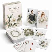 Cartes à jouer personnalisées en aquarelle Magnolia, portrait de couple personnalisé, jeu de poker, cadeau de mariage