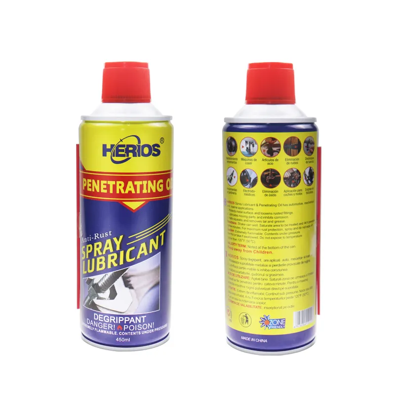 450ml herios spray lubrificante, poderoso, ferrugem rápida, spray anti-ferrugem, remoção de ferrugem, spray para carro