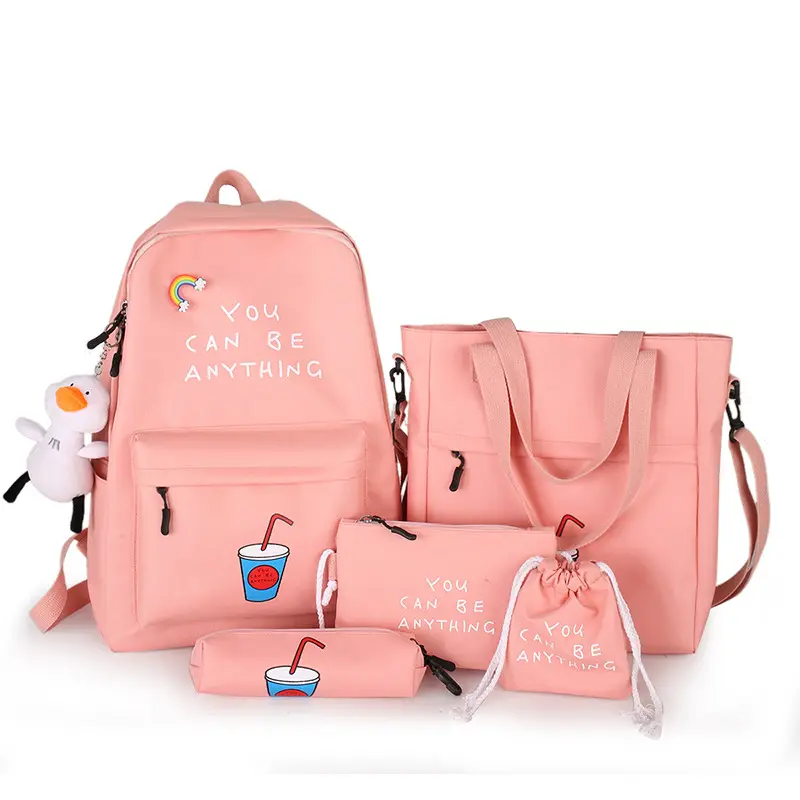 2022 canvas school bags manufacturer school backpack bag unisex canvas school blank bag set