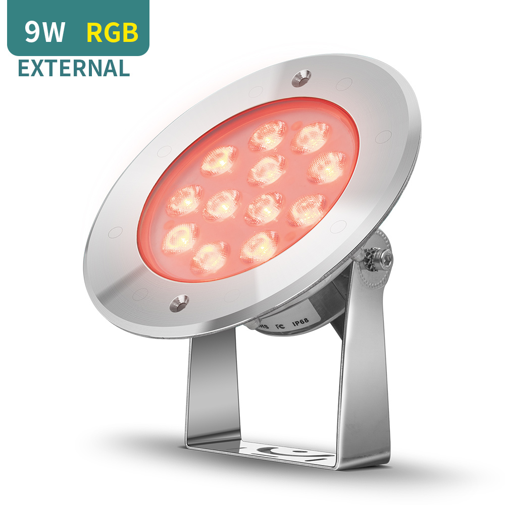 9W IP68 Structure Waterproof RGB External Control Led Swimming Pool Lights