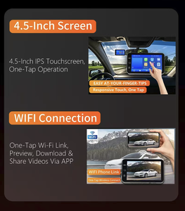 Cámara para Auto con Pantalla Táctil de 4.5 Pulgadas, Grabación Frontal y Trasera 2K, DVR, WIFI, FM, GPS, Bluetooth y Carplay para Todos los Autos - Product Image 6