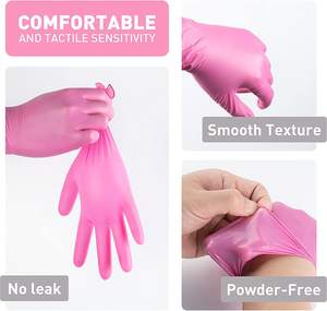 Guantes de Nitrilo Puro Desechables Negros, Rosas y Morados de 5 Mil con Logotipo Personalizado, Sin Polvo, Texturizados, para Limpieza de Autos y Exámenes, Caja de 100 Unidades - Product Image 3