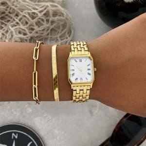 <span class=keywords><strong>Reloj</strong></span> de Cuarzo de Lujo para Mujer, Resistente al Agua, con Esfera de Agujas, Logotipo Personalizado, Correa Cuadrada de Acero Inoxidable, Movimiento Miyota, ODM OEM - Product Image 1