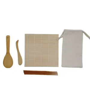 Hot Sale Japanese Style 6-piece Sushi Rolling Shutters Scoop Sushi Knife Chopstick and Storage bag Sushi Tool Set