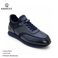 RADOLFA Grande Taille Chaussures Décontractées en Cuir pour Hommes Semelle en Mousse Légères Texture Mixte Style Italien Tendance