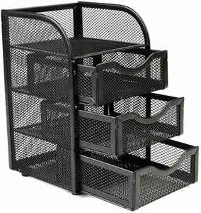 Organizador de Escritorio Metálico con 3 Cajones para Suministros de Oficina - Product Image 4