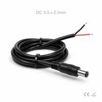 Câble d'alimentation CC 5,5x2,1 mm 12V 5A avec connecteur mâle IP44 étanche, cordon en cuivre PVC de 1,5 m, plage de température industrielle étendue -20 +80