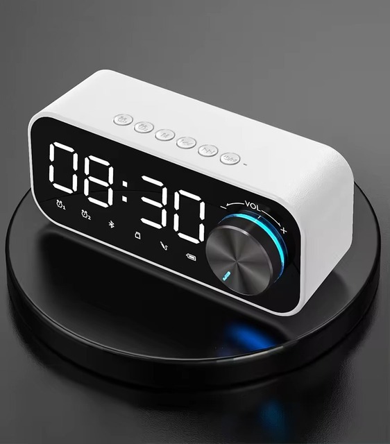 Hot Selling Music Player LED Bluetooth Speaker with Digital Display TF Card Desk Table Alarm Clock Speaker
