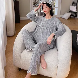 Wholesale Sexy Night Clothes Women's Sleepwear Cotton And Silk Contrast Colors Women Sleepwear Cotton Linen Pyjamas