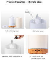 Bougie Machine Humidificateur Huile Essentielle Aroma Diffuseur Humidificateur Diffuseur avec Simulé Flamme Nuit