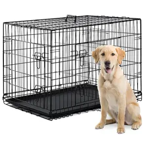 Niche pliable pour animaux de compagnie, porte simple et Double, maison pour chiens, en métal, collection