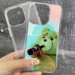 China factory hard acrylic bear printing phone case for iphone 15 pro max 11 12 13 14 plus 7g 8g 9g