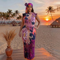 Nouvelle robe africaine grande taille Dashiki pour femmes, imprimé léopard, coupe ajustée, en polyester, pour les vacances au Moyen-Orient, robe plissée Kaftan