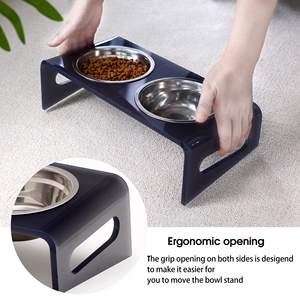 Alimentador elevado acrílico para animais de estimação cor azul, suporte elevado com <span class=keywords><strong>1</strong></span>/2/3 tigelas (2 quartos de capacidade), 3/8" de espessura - Product Image 5