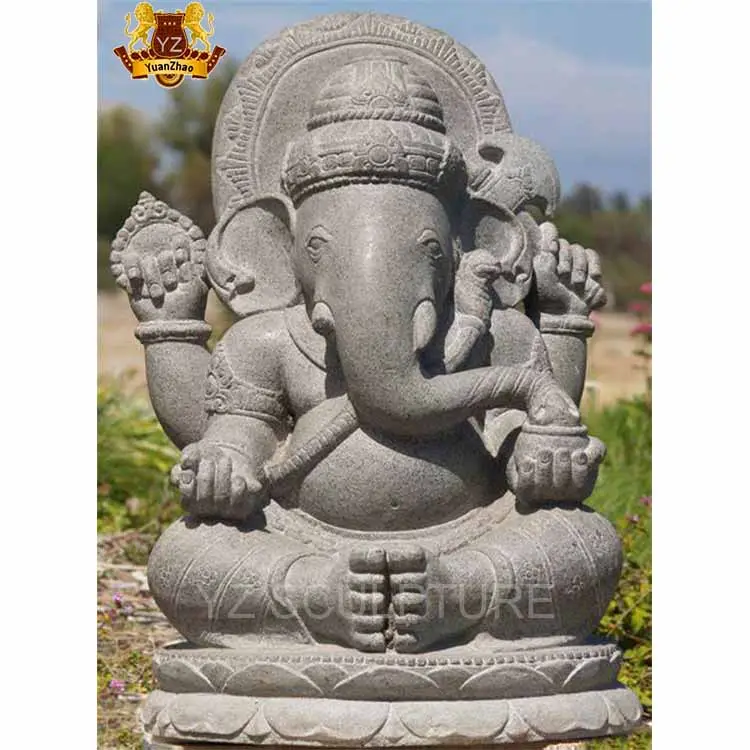 Sculpture religieuse extérieure de grande taille Statue en pierre du dieu indien de Ganesh Statue de Ganesh en marbre blanc