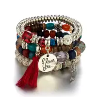 Mới Bohemian Bodhi Hạt Xếp Chồng Lên Nhau Bracelet Set Trang Sức Cho Phụ Nữ Tua Nhiều Lớp Bracelet Gift Bán Buôn