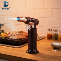 Torche à souder multifonction rechargeable GF-907A, torche à flamme réglable au butane avec fenêtre de niveau de carburant visible