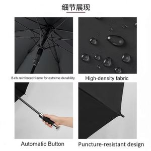 Parapluie de golf de luxe, grand et droit, avec impression de logo personnalisé, protection UV et poignée argentée - Product Image 2