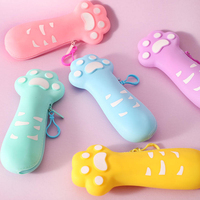 Étui à crayons en silicone en forme de patte de chat, papeterie mignonne en gros pour les élèves du primaire et du collège, pochette créative pour filles