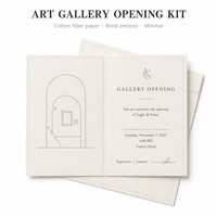 Tarjeta de Invitación de Papel de Arte con Sobre, Juego Personalizado para Inauguración de Galería de Arte, Grabado en Relieve, Minimalista, Elegante, Bajo MOQ