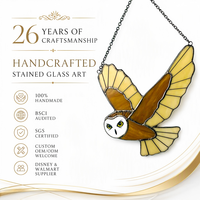 Vente flash - Ornement suspendu en verre coloré Art Déco en forme de hibou, fait main, décoration colorée pour la maison, cadeau d'anniversaire, en stock, vente en gros