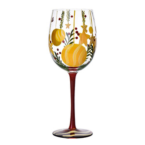 Calice da <span class=keywords><strong>Vino</strong></span> Rosso Natalizio in Cristallo Fatto a Mano BST, Bicchiere Vintage con Stelo a Forma di Albero per Decorazioni e Regali - Product Image 1