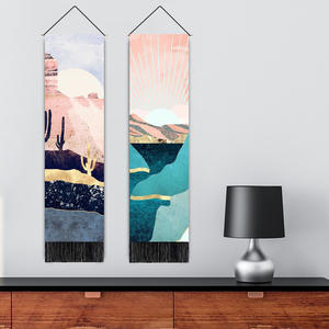 Tapiz de montaña de Luna rosa con estampado de paisaje natural, adorno colgante de pared con borla Vertical larga para el dormitorio del hogar - Product Image 6