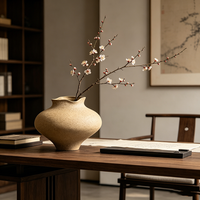 Vase en céramique vintage de style chinois, pot décoratif en terre cuite Wabi-Sabi, ornement pour arrangement floral en céramique pour salon