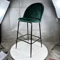 Chaise haute de bar en velours avec pieds en métal, tabouret de bar pour la maison, l'hôtel, le restaurant, le café – Vente chaude