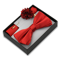 Ensemble de Nœuds Papillon Côtelés Solides pour Hommes en Gros, avec Pochette de Costume en Jacquard de Polyester et Épingle de Revers, Idéal pour Mariages Formels, Anti-Boulochage
