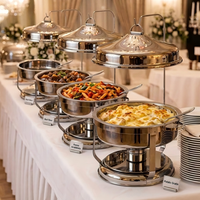 Plat de service en acier inoxydable 8L, finition poli miroir, chauffe-plat pour buffet avec couvercle suspendu, idéal pour mariages et réceptions