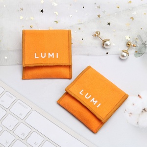 Luxury Brush Cotton Twill Envelope Ring Necklace <b>Earring</b> Packing Jewelry <b>Box</b> Bag Small Custom Logo Printed Cotton Jewelry Pouch - Product Image 1