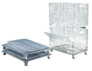 Công Nghiệp Kim Loại Lưu Trữ Xe Nâng Thùng Nhiệm Vụ Nặng Nề Lồng Dây Lưới Container Gấp <span class=keywords><strong>Stackable</strong></span> Bộ Phận Hộp - Product Image 5
