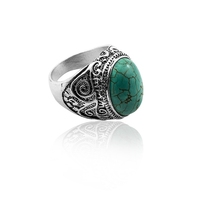 Bagues de couleur Turquoise pour femme et homme, anneau en alliage de Zinc, argent, tungstène, titane, Vintage, style bohème, fête, quotidien