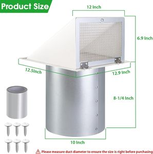 Amortisseur de ventilation mural en acier galvanisé à capuche de 10 pouces et couvercle d'évacuation <span class=keywords><strong>pour</strong></span> <span class=keywords><strong>hotte</strong></span> de cuisine, conduit blanc - Product Image 2