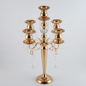 Candelabro de cristal dorado de 5 brazos para centros de <span class=keywords><strong>mesa</strong></span> de boda - Product Image 6