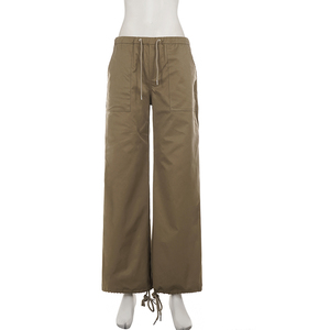 Pantalon cargo décontracté américain pour femme, coupe droite ample avec cordon de serrage, style urbain polyvalent - Product Image 6