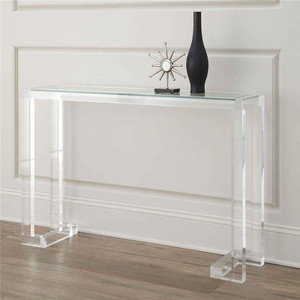 Tavolo Console per Soggiorno con Ripiano in <span class=keywords><strong>Plexiglass</strong></span>, Mobile in Acrilico, Design Elegante, Tavolo Console in Vetro - Product Image 1