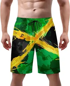 メンズスイムトランクスメンズ水着クイックドライボードショーツビーチショーツジャマイカ国旗服