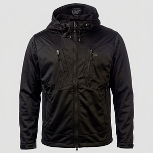 Chaqueta de Invierno con Capucha para Hombre CMC, Negra, Cortavientos, con Cremallera Completa, Estilo Deportivo, con Bolsillos Laterales y Logotipo Frontal - Product Image 1