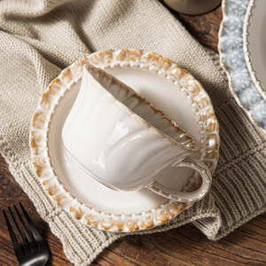 ชุดอาหารเซรามิกสไตล์ฝรั่งเศสย้อนยุค ลายลายนูนแบบพระราชวัง จานอาหารค่ำ จานซุป - Product Image 2