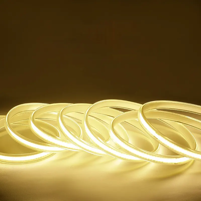 Prezzo di fabbrica cob led light strip 230v ip67 50m double side tape waterproof dotless cob led strip 230v