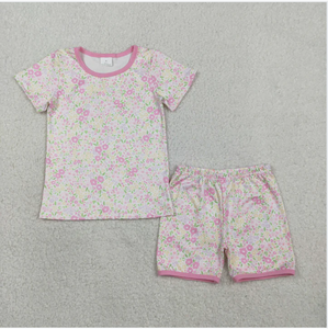 Conjunto de pantalones cortos florales para niñas, color rosa, GSSO3129 - Product Image 1