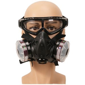 डबल फिल्टर आधा फेस रेस्पिरेटर मास्क कार्बनिक वाष्प और धूल सुरक्षा सुरक्षात्मक पुनः प्रयोज्य गैस मास्क मॉडल 9578 रबर धोने योग्य - Product Image 2