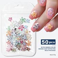 Breloques 3D en résine gelée pour ongles, motifs fleurs de lys et fleurs en cristal de glace, couleurs assorties, style dessin animé mignon et scintillant, pour la décoration d'ongles press-on et DIY