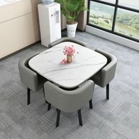 Table à manger ronde en bois élégante et moderne, hauteur réglable, assemblée pour la maison, le bureau, l'appartement, le salon, l'hôtel, 4 places