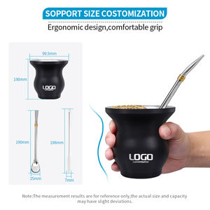 Personalizado de doble pared de acero inoxidable con aislamiento al vacío 300ml <span class=keywords><strong>Yerba</strong></span> Mate café taza de té Bombilla paja (Cuia de <span class=keywords><strong>Chimarrao</strong></span>) accesorio - Product Image 3