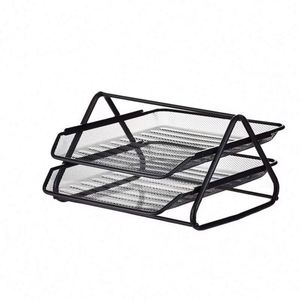 Stackable Iron Mesh Metal Office Desk Organizer with 2 Document Letter <b>Trays</b> <b>File</b> <b>Tray</b> Cabinet for Documents and <b>Files</b> - Product Image 2