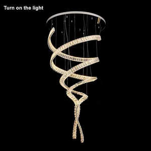 Villa Mall longue cage d'escalier escalier moderne longue spirale lustre en cristal suspension pour escaliers - Product Image 4