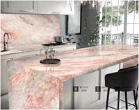 Marbre en poudre Quatre Saisons |   Comptoir de bar élégant en pierre polie rose imperméable pour cuisine, villa, salon, chambre, extérieur